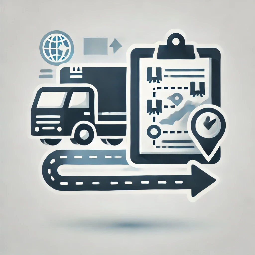 DALL·E 2024-09-12 11.01.54 - A brand new 500x500 icon for the 'Logistics & Planning' blog category. The icon should feature a delivery truck, a clipboard, or a map, symbolizing lo